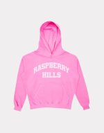 Raspberry Hills White Logo Hoodie Pink
