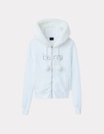 Raspberry Hills White Pom Pom Zip Up Hoodie