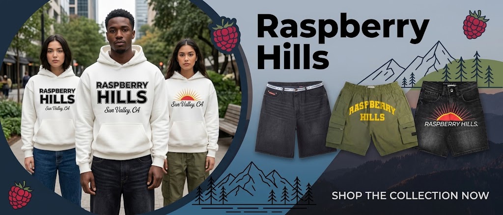 Raspberry Hills Shorts & Clothing Collection USA