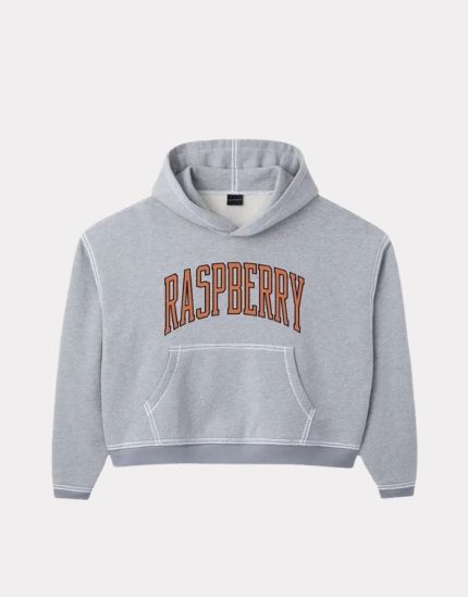 Raspberry Logo Print Contrast Stitch Hoodie