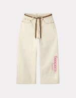 Raspberry String Belt wide leg trousers