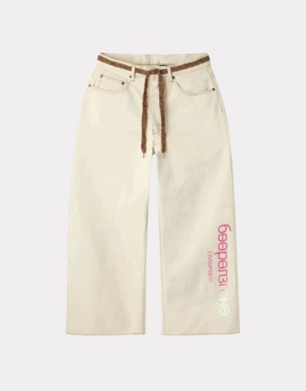 Raspberry String Belt wide leg trousers